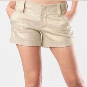 Alice + Olivia Gold Metallic Cute Cuffed Shorts from Saks MSRP $299.00
